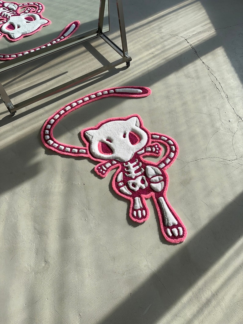 Skeleton Cat Rug Skeleton Tufted Rug,3d Skull Rug, Handmade Tufted Custom Rug, Living ...