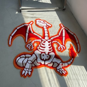 3Dスカルタフテッドラグ - ポップカルチャーにインスパイアされた手作りスケルトンラグ - ゲーマーやアニメファンへのユニークなホームデコレーション＆ギフト