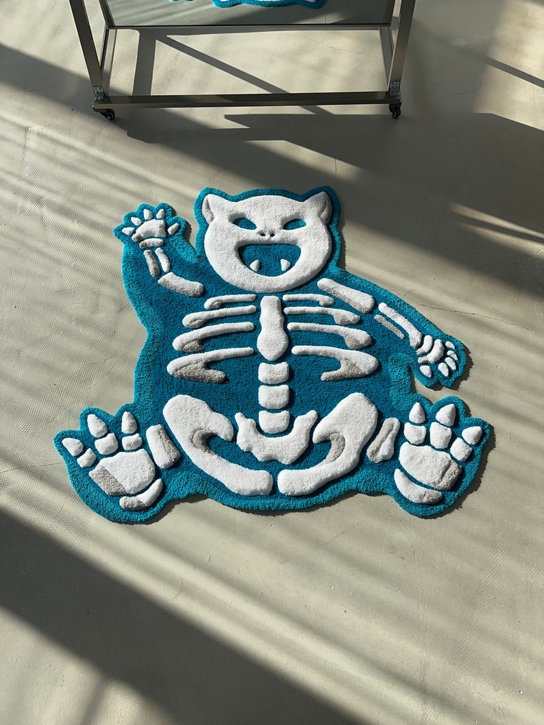 Skeleton Pokemon Rug Skeleton Tufted Rug,3d Skull Rug, Handmade Tufted Custom Rug, Living ...