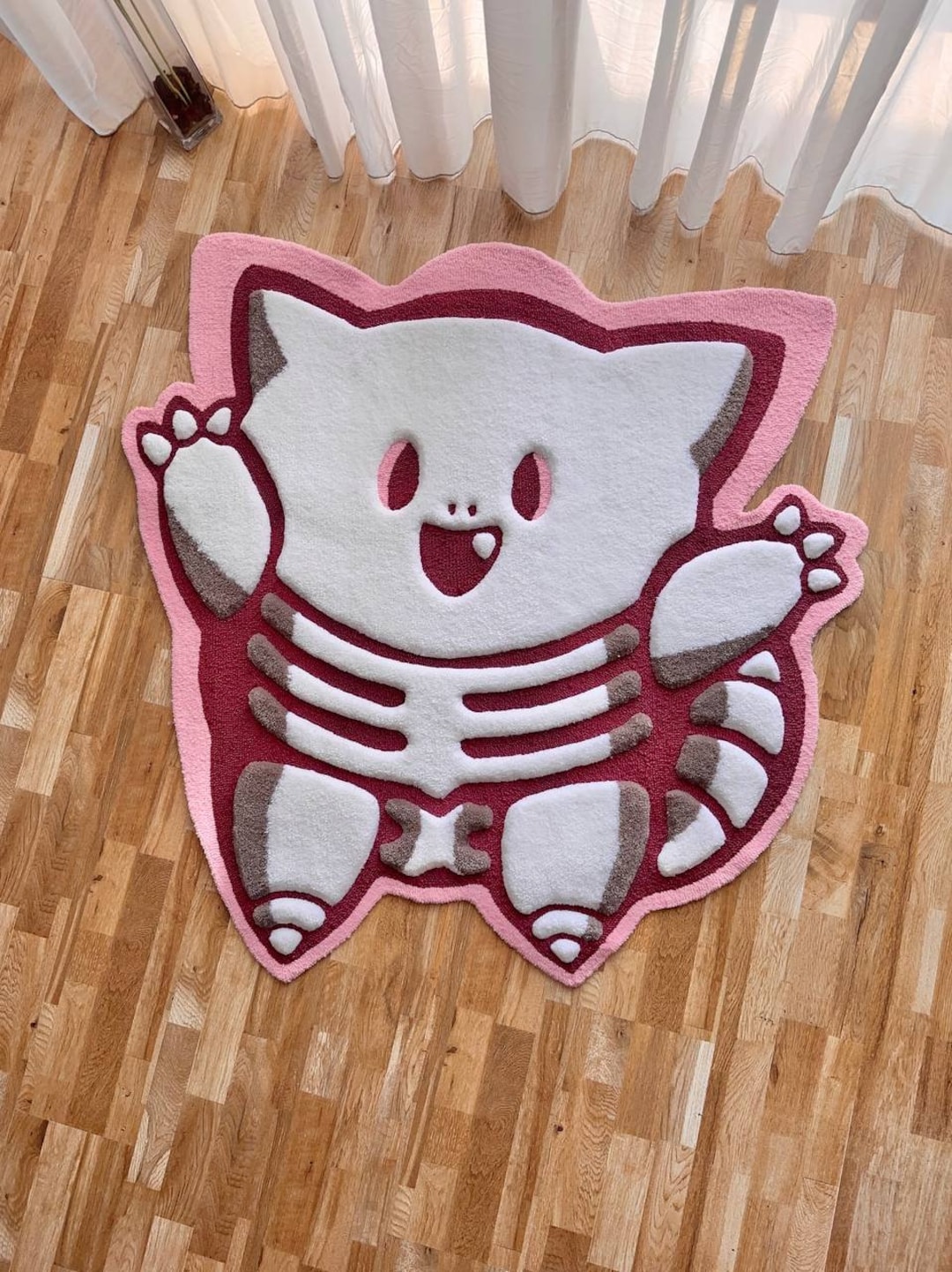 Skeleton Cat Rug Skeleton Tufted Rug,3d Skull Rug, Handmade Tufted Custom Rug, Living ...