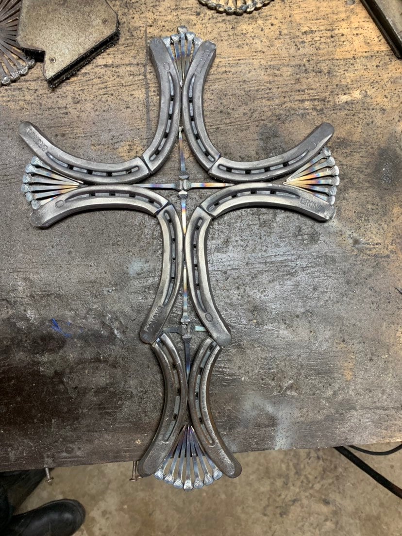 Cross Made Out of Horseshoes and Horseshoe Nails Etsy UK