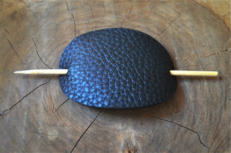 Leather Hair Sticks Handmade Leather Black Hair Pins Morhers Etsy