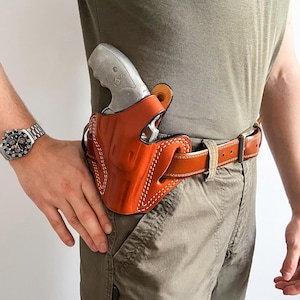 Funda OWB de cuero hecha a mano para revólver Charter Arms Undercover 38 Special con cañones de 3 pulgadas: cuero genuino, envío gratuito.