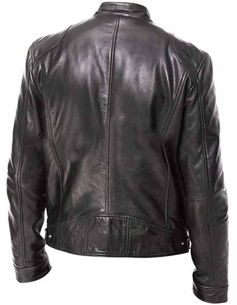 Slim Fit Retro Cafe Racer Biker Motorcycle Jacket