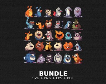 cool creatures bundle 2 image | Png Svg Pdf Eps, Commercial Use Vector Graphics for T-shirts, Wall Art, Sublimation, POD, Clipart