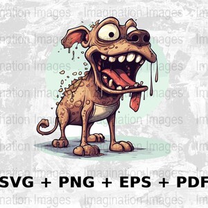 Cartoon zombie dog image | Png Svg Pdf Eps, Commercial Use Vector Graphics for T-shirts, Wall Art, Sublimation, Print On Demand, Clipart
