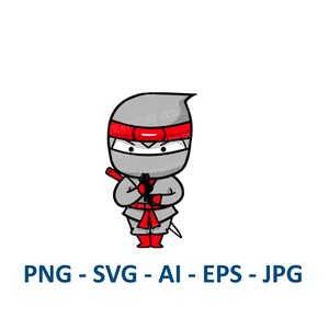 Ninja Warrior Cartoon Standing | Instant Download | Digital File | SVG | PNG | EPS + | Digital Download