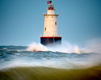 Fotografía del faro de Sakonnet en Little Compton, Rhode Island