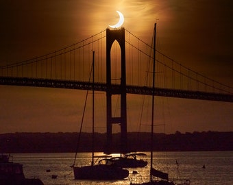 Ring of Fire Eclipse over the Newport Bridge taken from Jamestown, Rhode Island