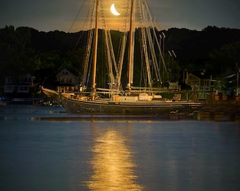 Moonrise over Mystic, Mystic, Connecticut