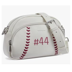 Personalisierte gestickte Baseball Crossbody Geldbörse / kleine Umhängetasche Vegan Leder Baseball Handtaschen mit verstellbarem Riemen Super weiche Geldbörse