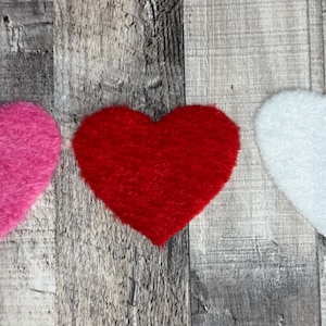 REDUCED NEW MINI  3 inch Heart Valentines Day Patch,  Red White and Pink mini 3 inch fluffy heart Patch