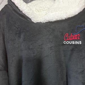 Custom Mountain Lodge Wearable Blanket - Embroidered Monogram, College, College Stadium Blanket Hoodie with Pockets Hockey Poncho Oversized image 3