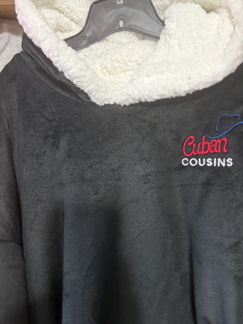 Custom Mountain Lodge Wearable Blanket - Embroidered Monogram, College, College Stadium Blanket Hoodie with Pockets Hockey Poncho Oversized image 3