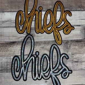 Gold or Silver Sequin Chiefs Embroidery Patch, Chiefs Sequin Iron Patch, Sports  Sequin Patch, Football Chiefs Iron-On Patch
