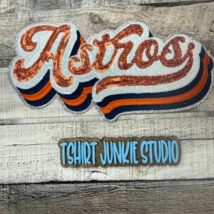 Parche bordado y con lentejuelas vibrantes de los Astros, personalizado, NUEVO COLOR, parche de béisbol/parche de lentejuelas de los Astros, regalo para fanáticos de los Astros.