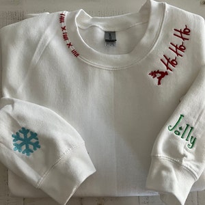 Monogram Collar and Personalized Sleeve Custom Embroidered Sweatshirt, – 7  Threads Embroidery