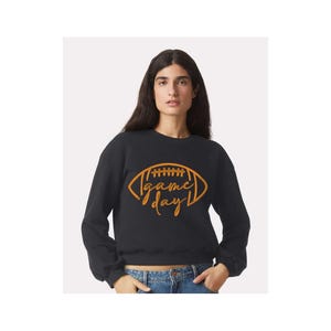 Custom College School Game Day Embroidered Football Crop Sweatshirt College Game Day Crewneck Sweatshirt Pullover Football Sweater