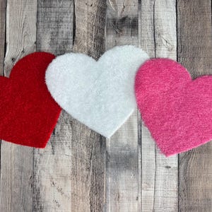 Parche de corazón esponjoso grande para San Valentín, para suéter o camiseta, tamaño reducido, rosa, blanco o rojo.