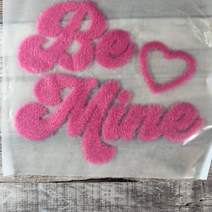 REDUCED Fluffy Be Mine with Heart Valentines Day Patch, Sweater T-shirt Fluffy Heart Patch,  Pink, White or Red Be Mine Patch Fluffy Be Mine
