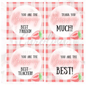 Printable Berry Thank You Tags Teacher Gift Tags Thank You - Etsy