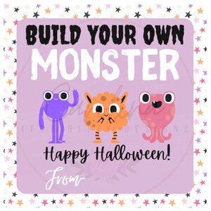 Bauen Sie Ihr eigenes Monster Printable Tag | Halloween Geschenkanhänger | Halloween druckbare