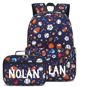 Cartable à dos personnalisé pour garçons, baseball, hockey, sport, // sac à dos et boîte à lunch personnalisés pour enfants // retour à l'école
