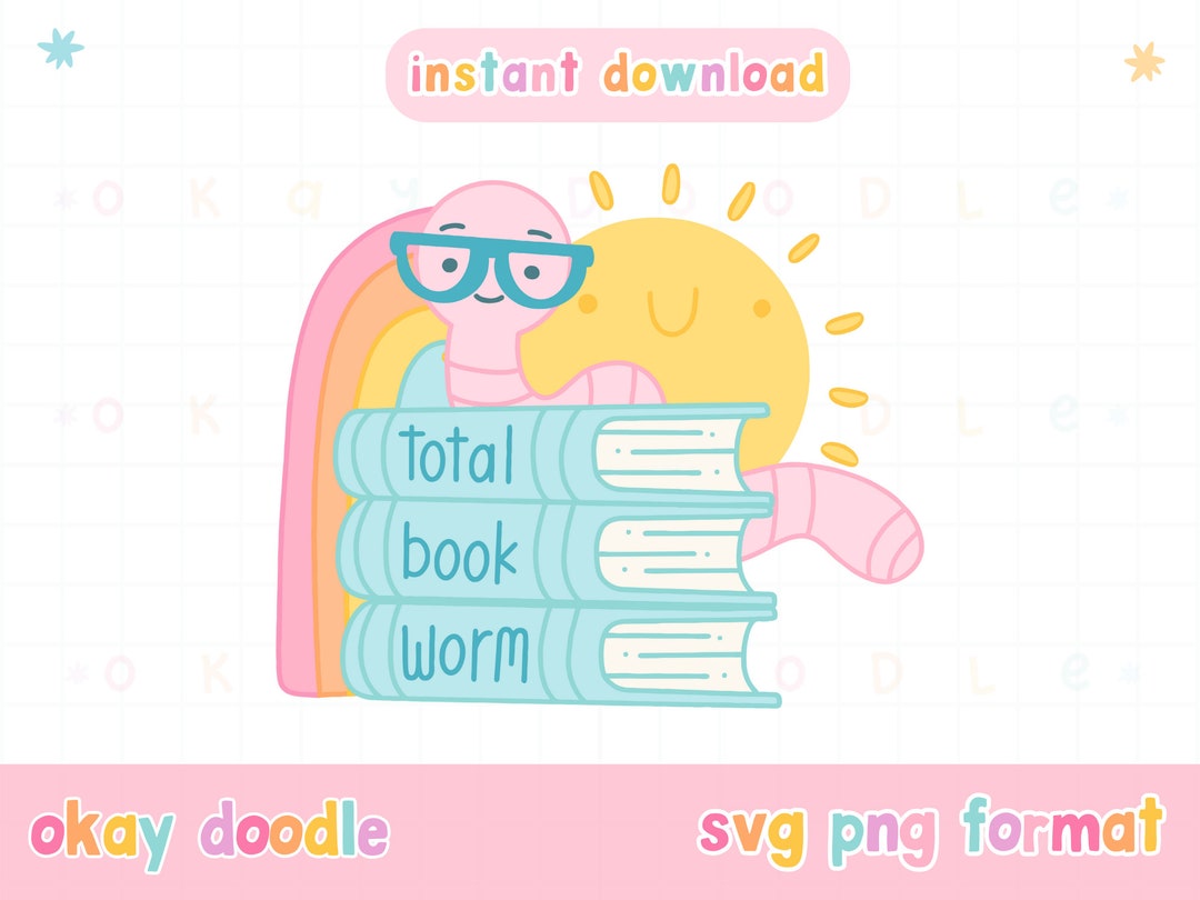 Bookworm SVG PNG | Book Lover Svg File for Cricut - Digital Download ...