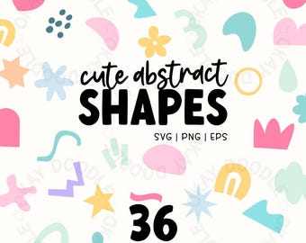 Abstract Doodle Shapes SVG Bundle: Colourful Clipart for Canva, Cricut