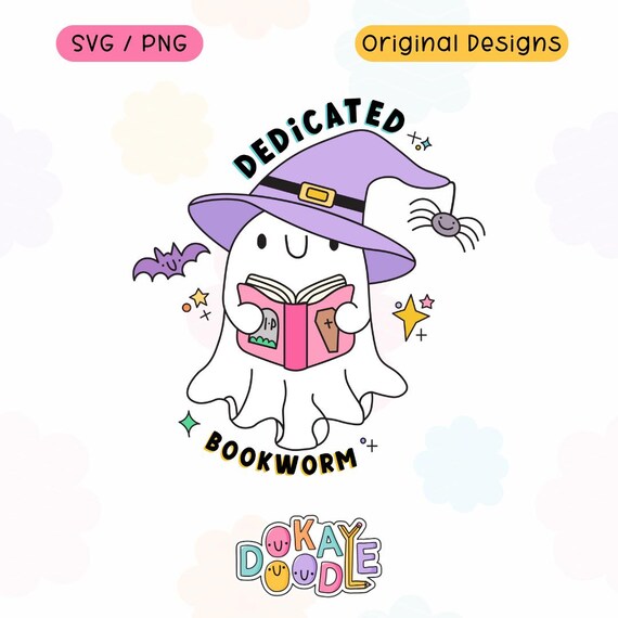 Dedicated Bookworm Ghost SVG | Spooky Reader PNG (Digital Download)