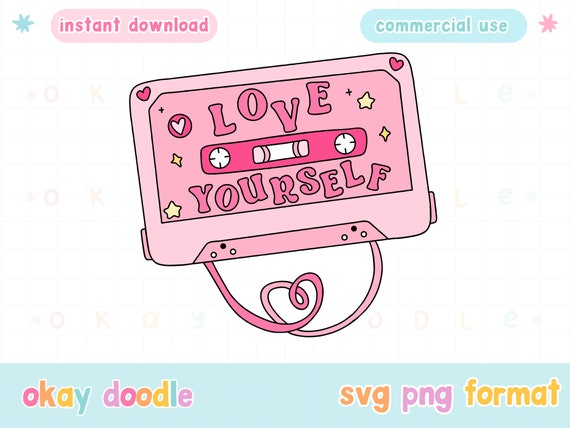 Love Yourself SVG PNG | Cassette Tape | Commercial use