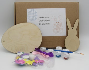Make Your Own Easter Decorations, Craft Kit, Easter Egg, Easter Bunny, Wooden Decorations, Easter Craft, Eva Foam Craft Kit, Easter Gift