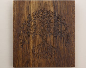 Tree of Life Wall Art, Tree Of Life Engraving, Wood Engraving, Wall Decor, Sacred Geometry, Metaphysical, Wood