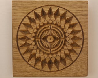 All seeing Eye Crop Circle Engraved Wood Wall Art, Sacred Geometry, Mandala,  Wall Decor