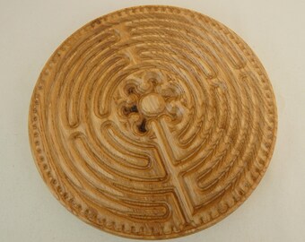 Chartres Round Ash Wooden Finger Labyrinth, Meditation Maze