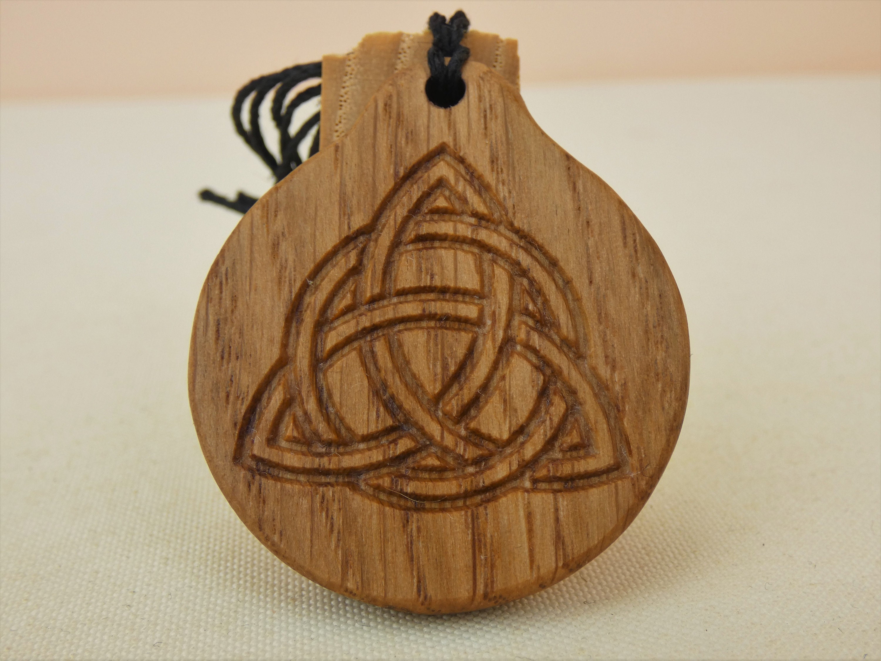 Triquetra Wood Pendant Necklace