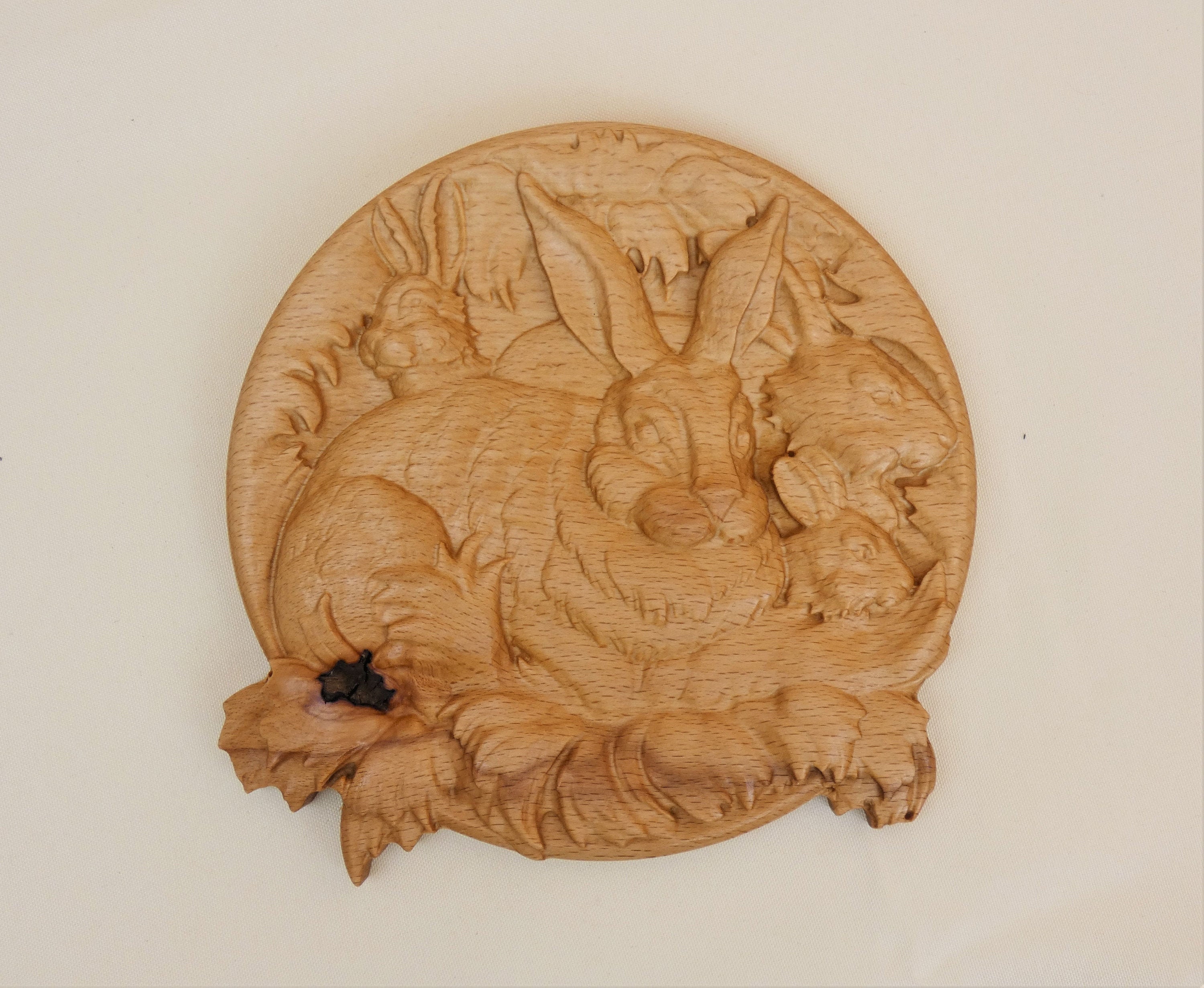 Wood Rabbit Wall Decor Rabbit Wood Carving Rabbit Decor Carved