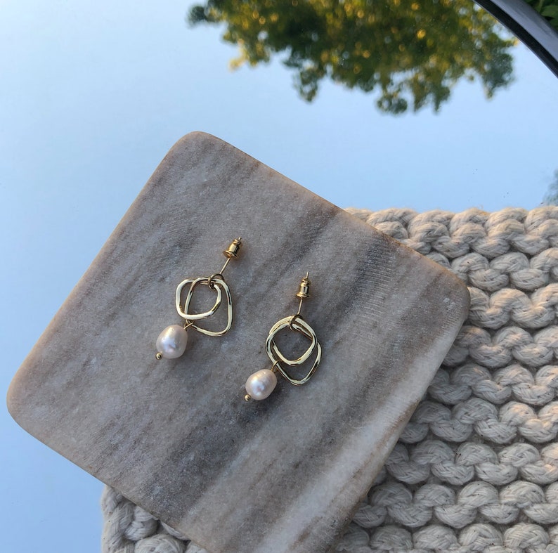 PRE-ORDER Gold Asymetrical Dangle Earring