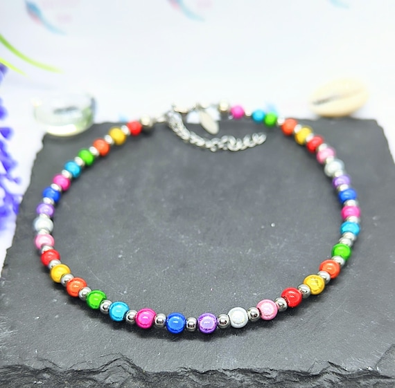 Gorgeous Miracle Bead & Stainless Steel Beaded Anklet. Trending Women\'s,  Children\'s, Colourful, Silver, Beach, Gifts for Her, Ankle Bracelet - Etsy