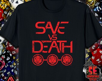 Save VS Death DnD RPG T-Shirt | 5E D20 Tabletop Fantasy Saving Throw Gamer Tee // Unisex // USA Free Shipping - ( Kryptic • Society )