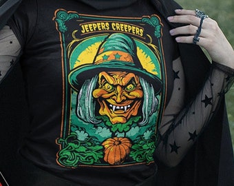 Retro Halloween Witch Tarot Card T-Shirt | Jeepers Creepers Fall Solstice Tee // USA Free Shipping - ( Kryptic • Society )