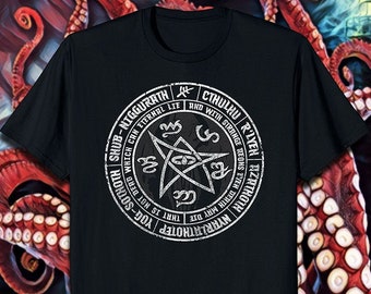 Cthulhu Elder Sign Magic Circle T-Shirt | HP Lovecraft Cosmic Horror Tee // UNISEX // USA Free Shipping  - ( Kryptic • Society )