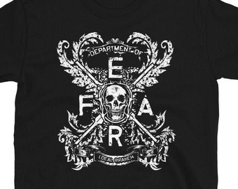 Department of Fear Illuminati Skull T-Shirt | Motorcycle Grunge Horror Skeleton Tee // UNISEX // USA Free Shipping  - ( Kryptic • Society )