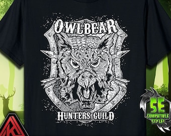 Owlbear Hunters Guild DnD RPG T-Shirt | 5E D20 Tabletop Fantasy Gamer Owl Bear Tee // UNISEX // USA Free Shipping - ( Kryptic • Society )