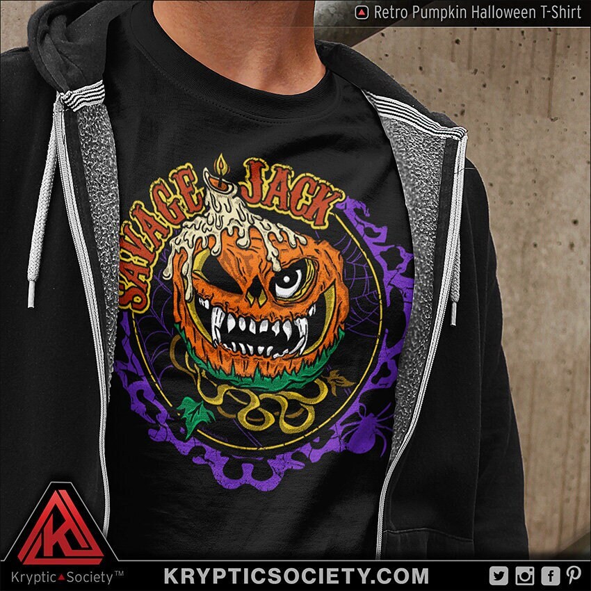Retro Halloween Pumpkin T-Shirt | Savage Jack O Lantern Trick or Treat Horror Tee // UNISEX // USA Free Shipping - ( Kryptic • Society )