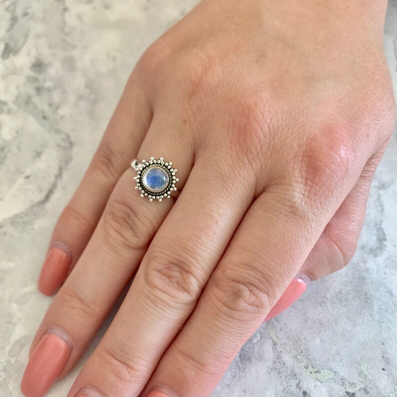Rainbow moonstone gemstone ring Moonstone ring gemstone jewelry statement ring Sterling silver ring