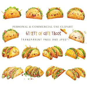 61 Tasty watercolor Taco Clipart,Fast Food Menu Clipart,Sublimation,junk journal,High Quality PNGs and JPGs,Digital download,Commercial Use