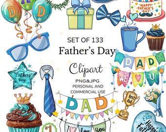 133 Happy Father's Day Clipart Bundle for Crafts Gifts Father's Day Graphics HighQuality PNGs & JPGs Files for commercial Use