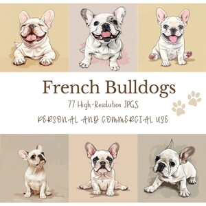 Französische Bulldoggen Wandkunst: Hochwertiges JPG-Paket mit 77 Baby-französische Bulldoggen-Bildern, Sofort-Download-Grafik für kommerzielle Nutzung