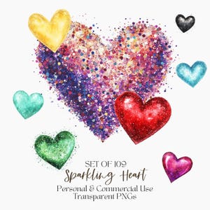 Niedliches Herz Clipart | Funkelnde Herzen Clipart | Glitzer Herz PNG | Valentinstag Clipart | Hochzeit Herz Clipart | Digitales Herz Design